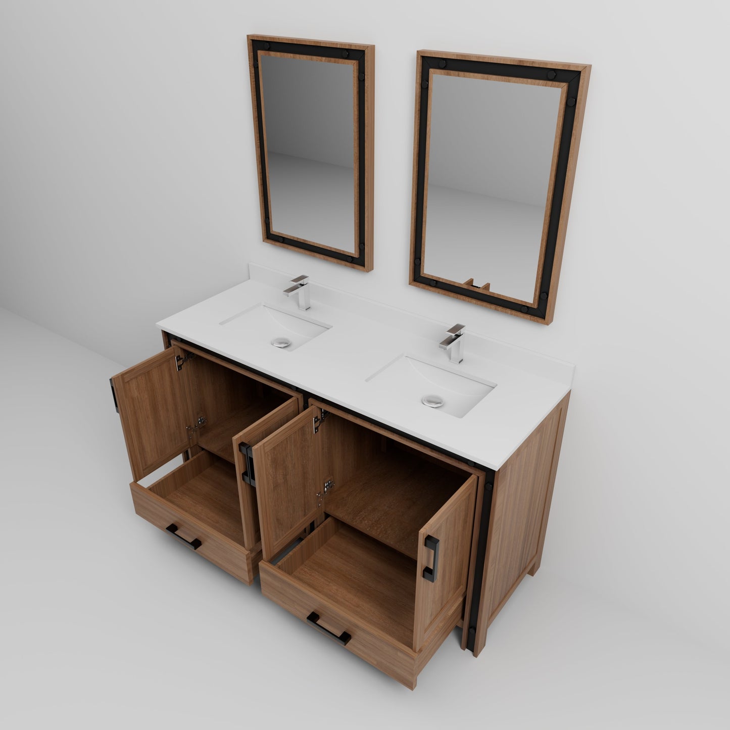 Ziva 60 in W x 22 in D Rustic Barnwood Double Bath Vanity