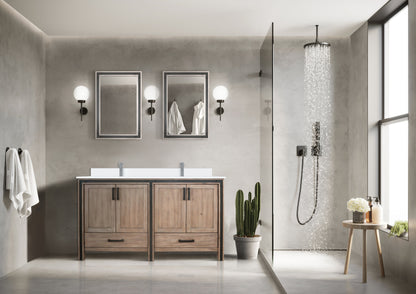 Ziva 60 in W x 22 in D Rustic Barnwood Double Bath Vanity