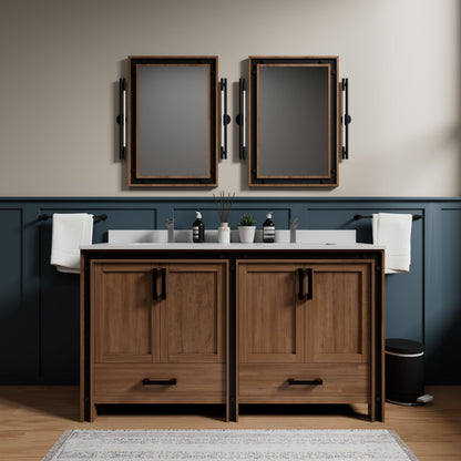 Ziva 60 in W x 22 in D Rustic Barnwood Double Bath Vanity