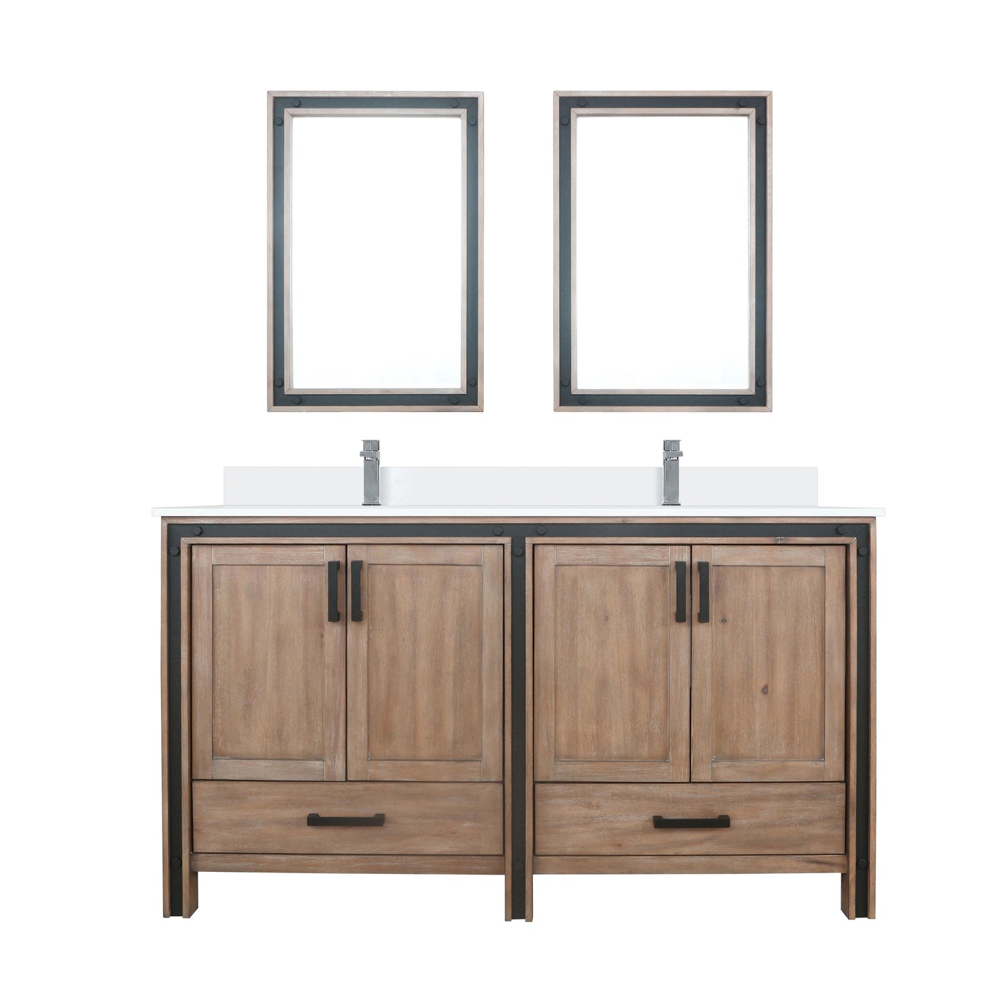 Ziva 60 in W x 22 in D Rustic Barnwood Double Bath Vanity