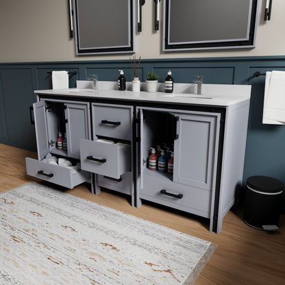 Ziva 72 in W x 22 in D Dark Grey Double Bath Vanity