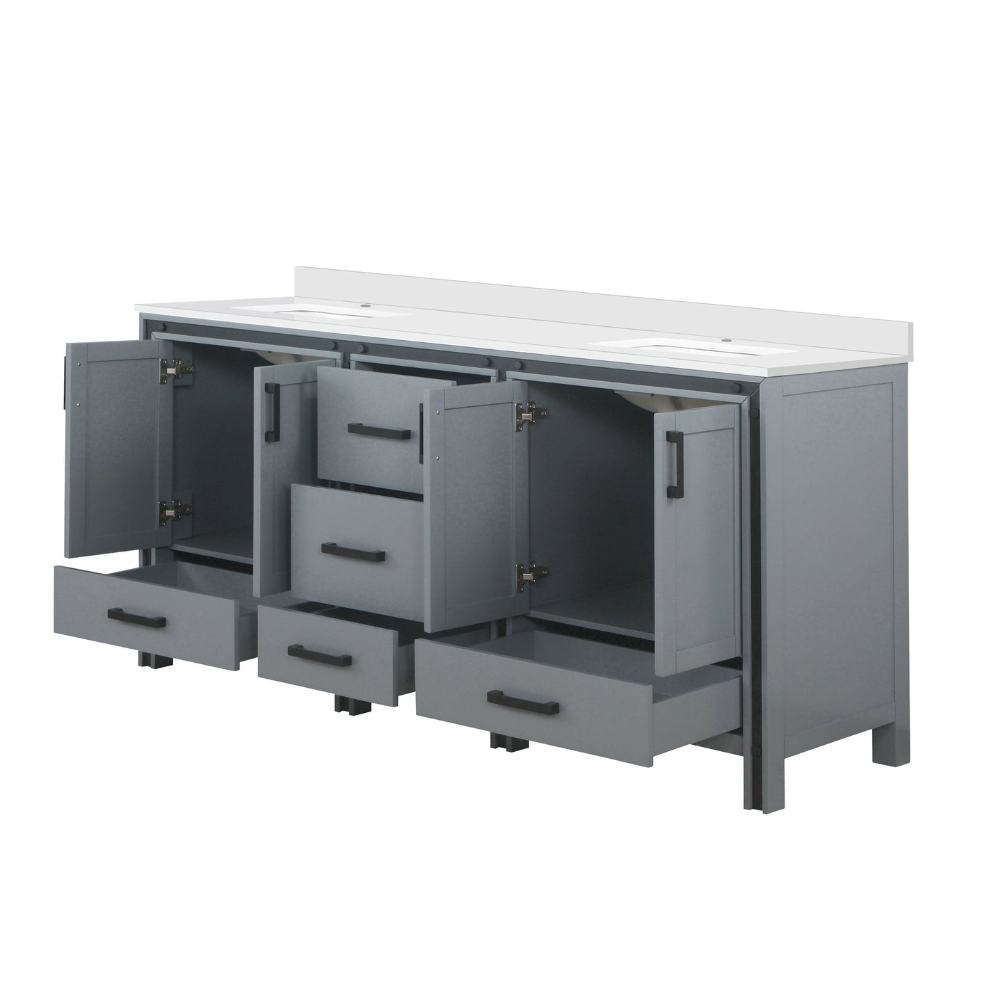 Ziva 72 in W x 22 in D Dark Grey Double Bath Vanity