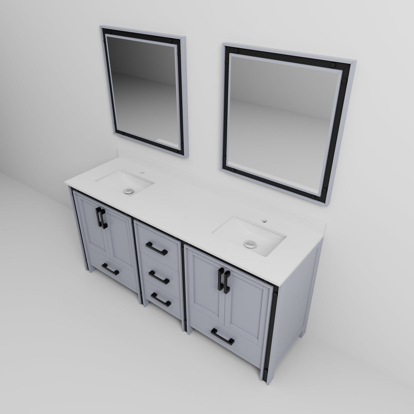 Ziva 72 in W x 22 in D Dark Grey Double Bath Vanity