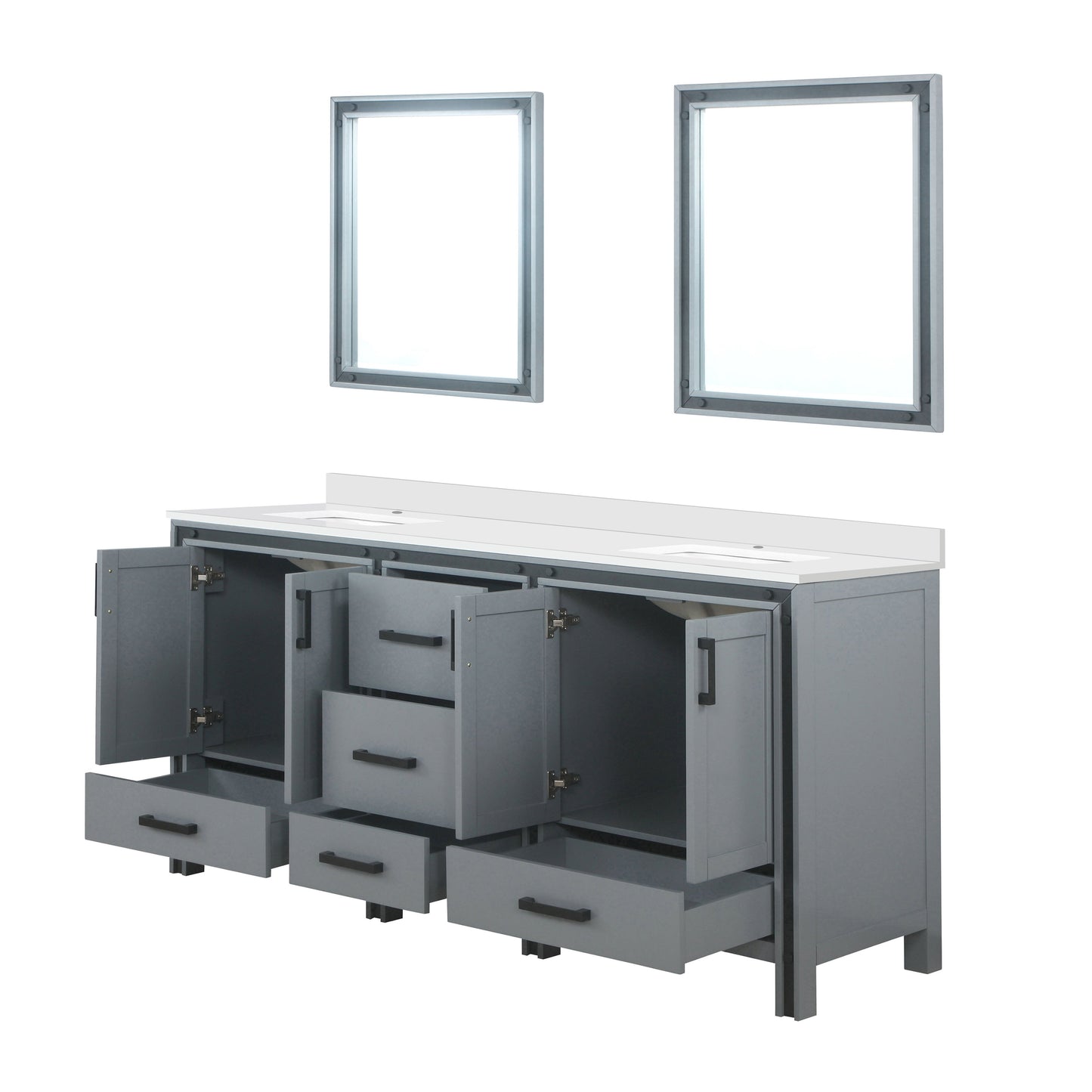 Ziva 72 in W x 22 in D Dark Grey Double Bath Vanity