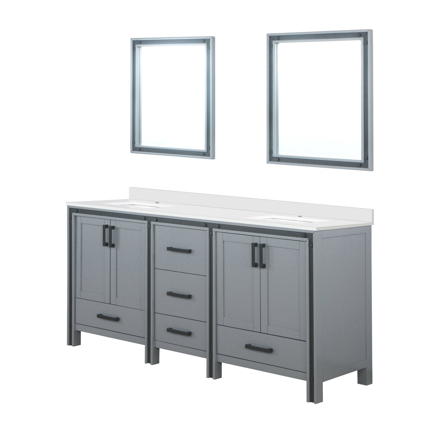 Ziva 72 in W x 22 in D Dark Grey Double Bath Vanity