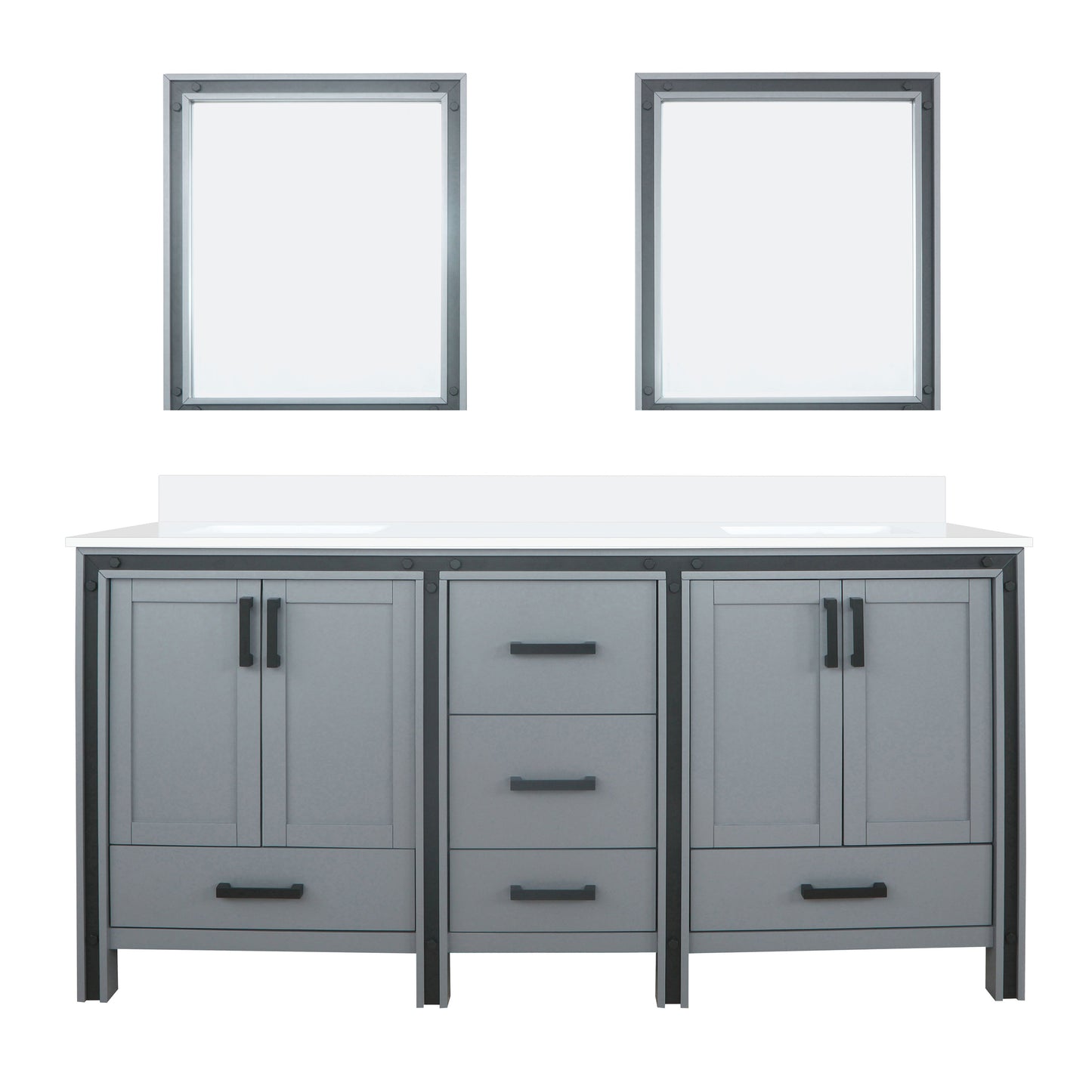 Ziva 72 in W x 22 in D Dark Grey Double Bath Vanity