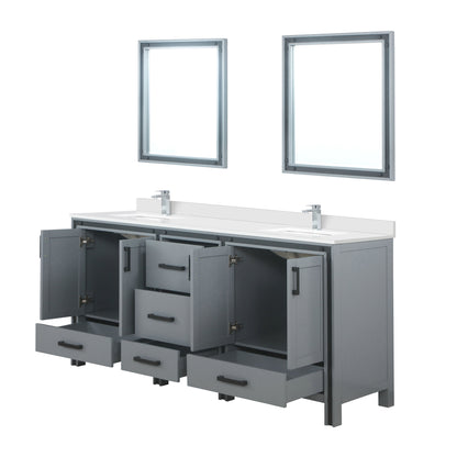 Ziva 72 in W x 22 in D Dark Grey Double Bath Vanity