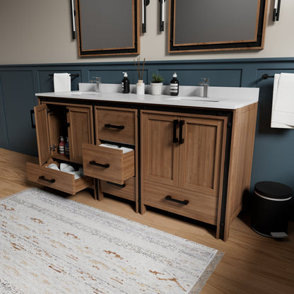 Ziva 72 in W x 22 in D Rustic Barnwood Double Bath Vanity