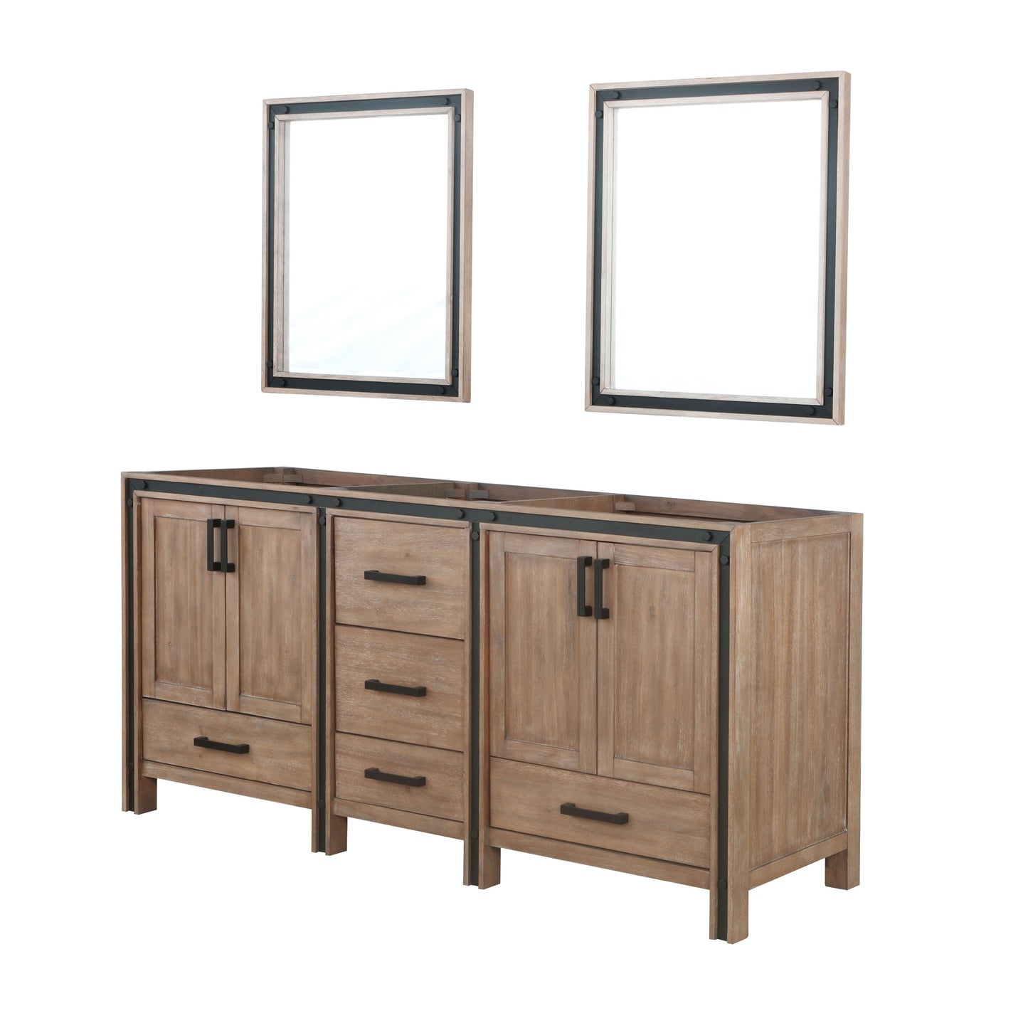 Ziva 72 in W x 22 in D Rustic Barnwood Double Bath Vanity