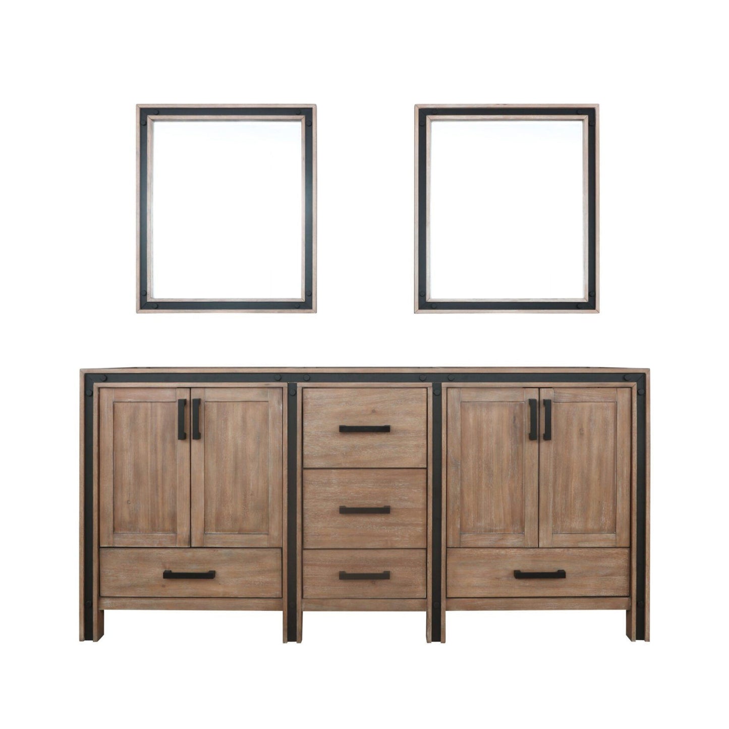 Ziva 72 in W x 22 in D Rustic Barnwood Double Bath Vanity