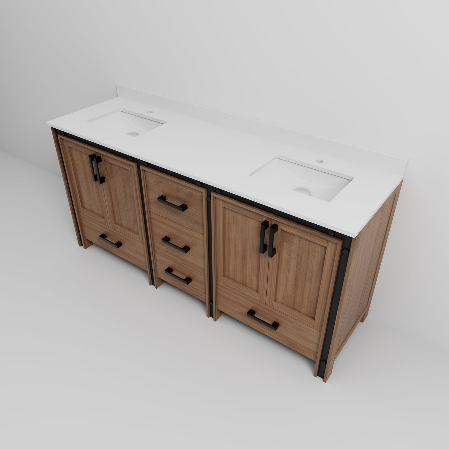 Ziva 72 in W x 22 in D Rustic Barnwood Double Bath Vanity