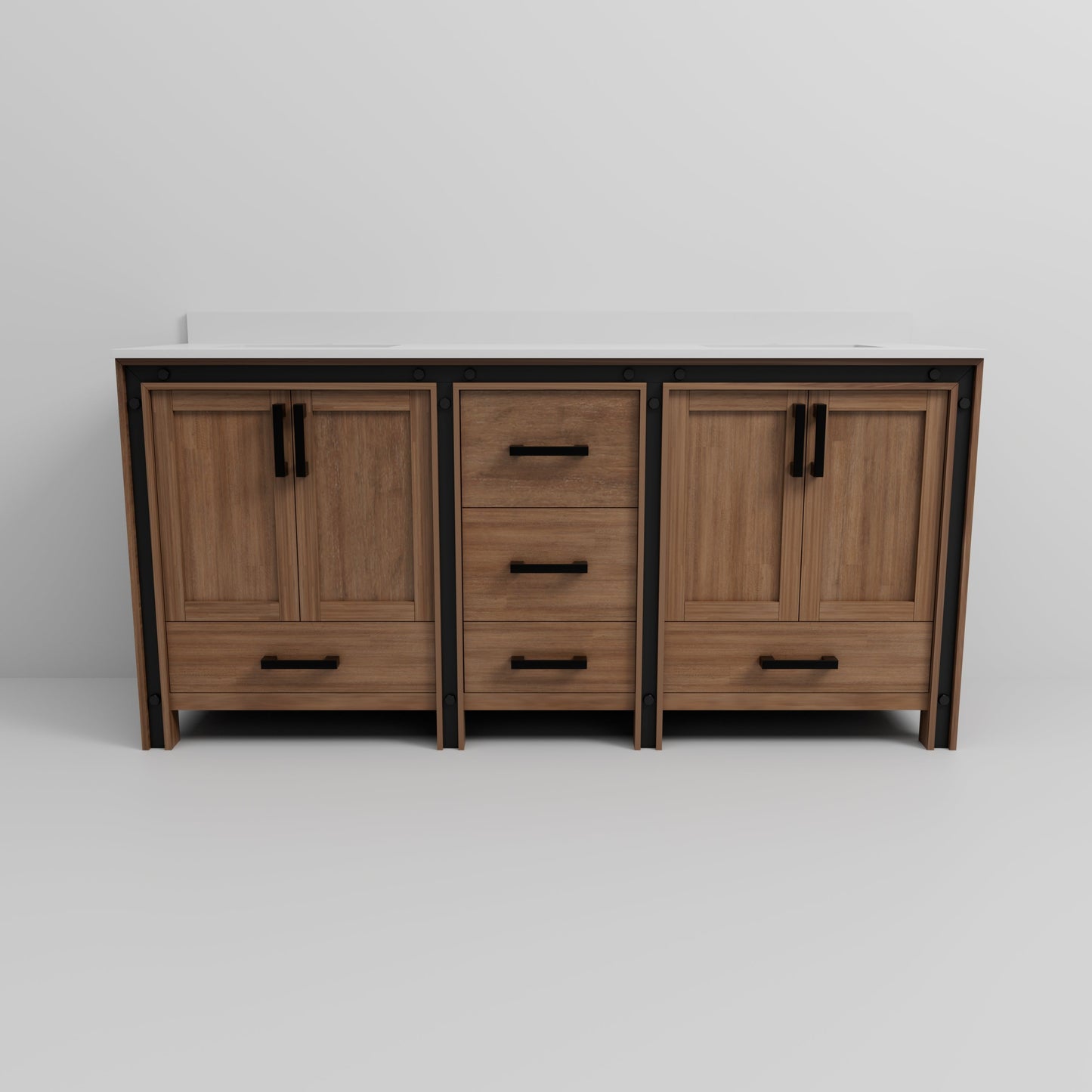 Ziva 72 in W x 22 in D Rustic Barnwood Double Bath Vanity