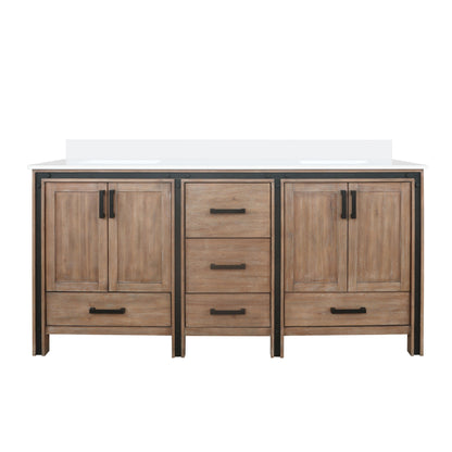Ziva 72 in W x 22 in D Rustic Barnwood Double Bath Vanity
