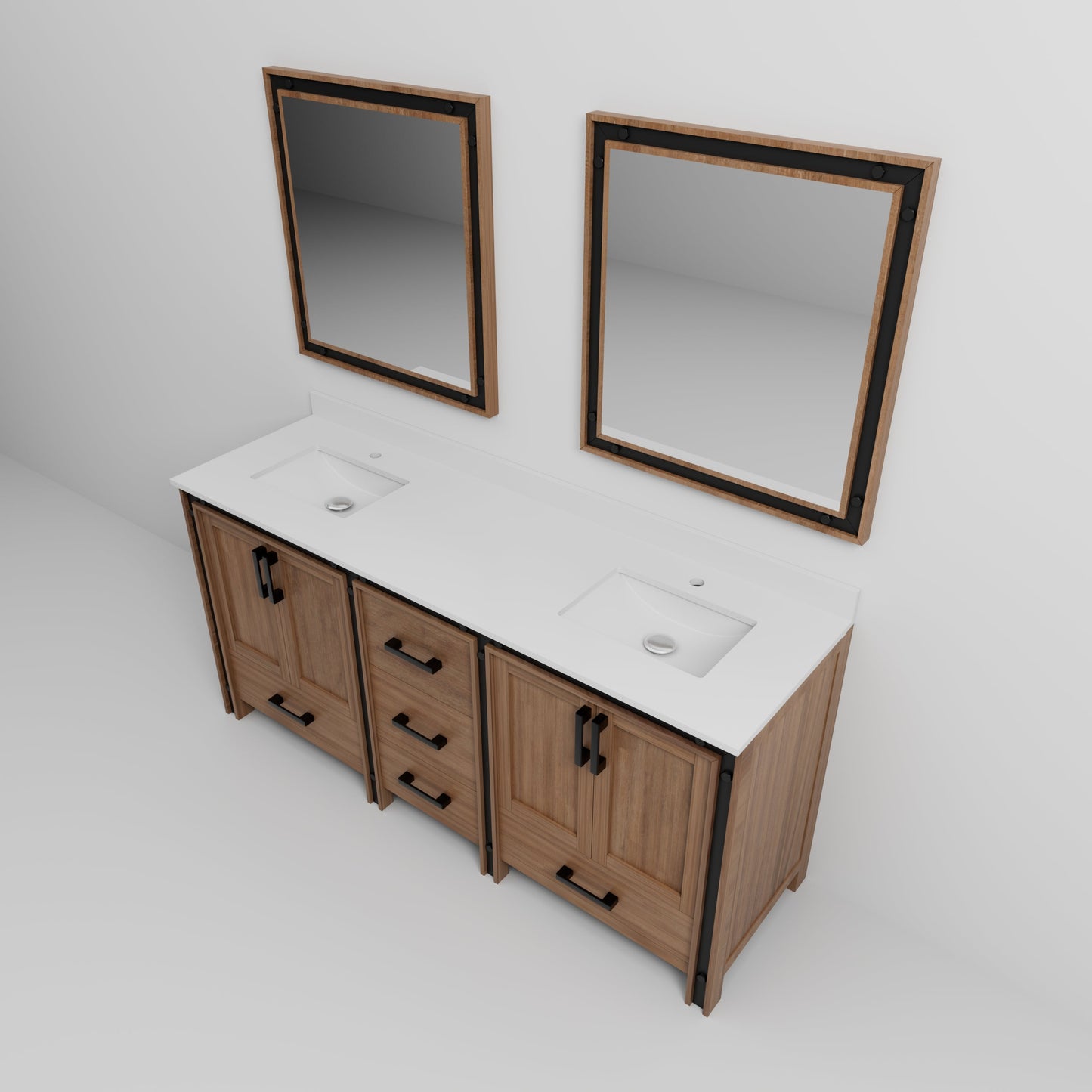 Ziva 72 in W x 22 in D Rustic Barnwood Double Bath Vanity