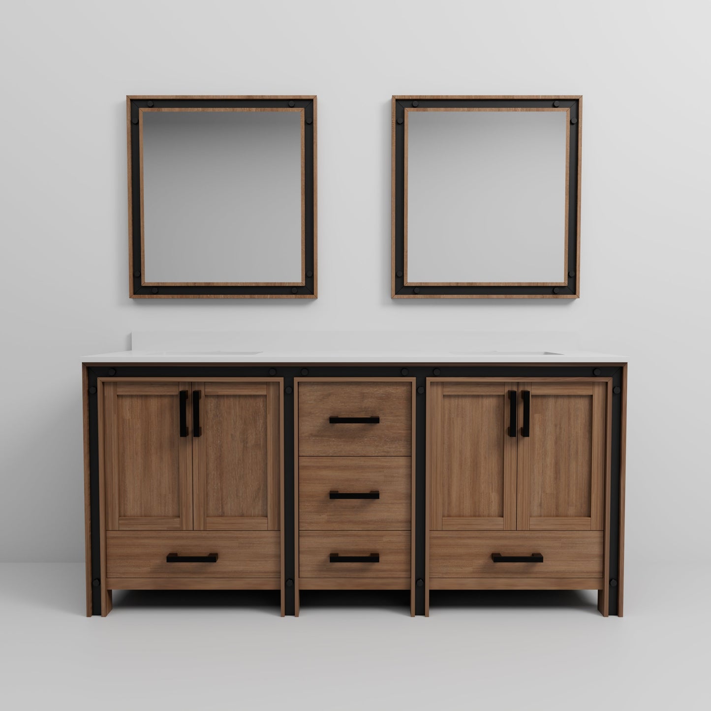 Ziva 72 in W x 22 in D Rustic Barnwood Double Bath Vanity