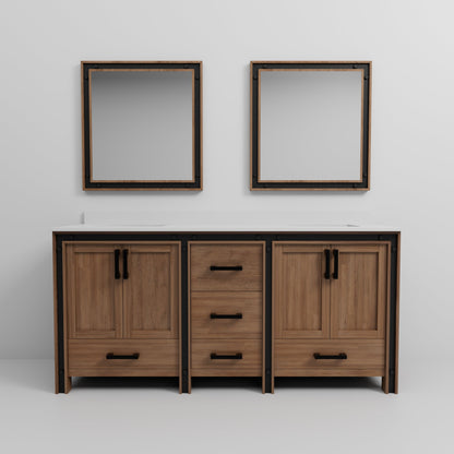 Ziva 72 in W x 22 in D Rustic Barnwood Double Bath Vanity