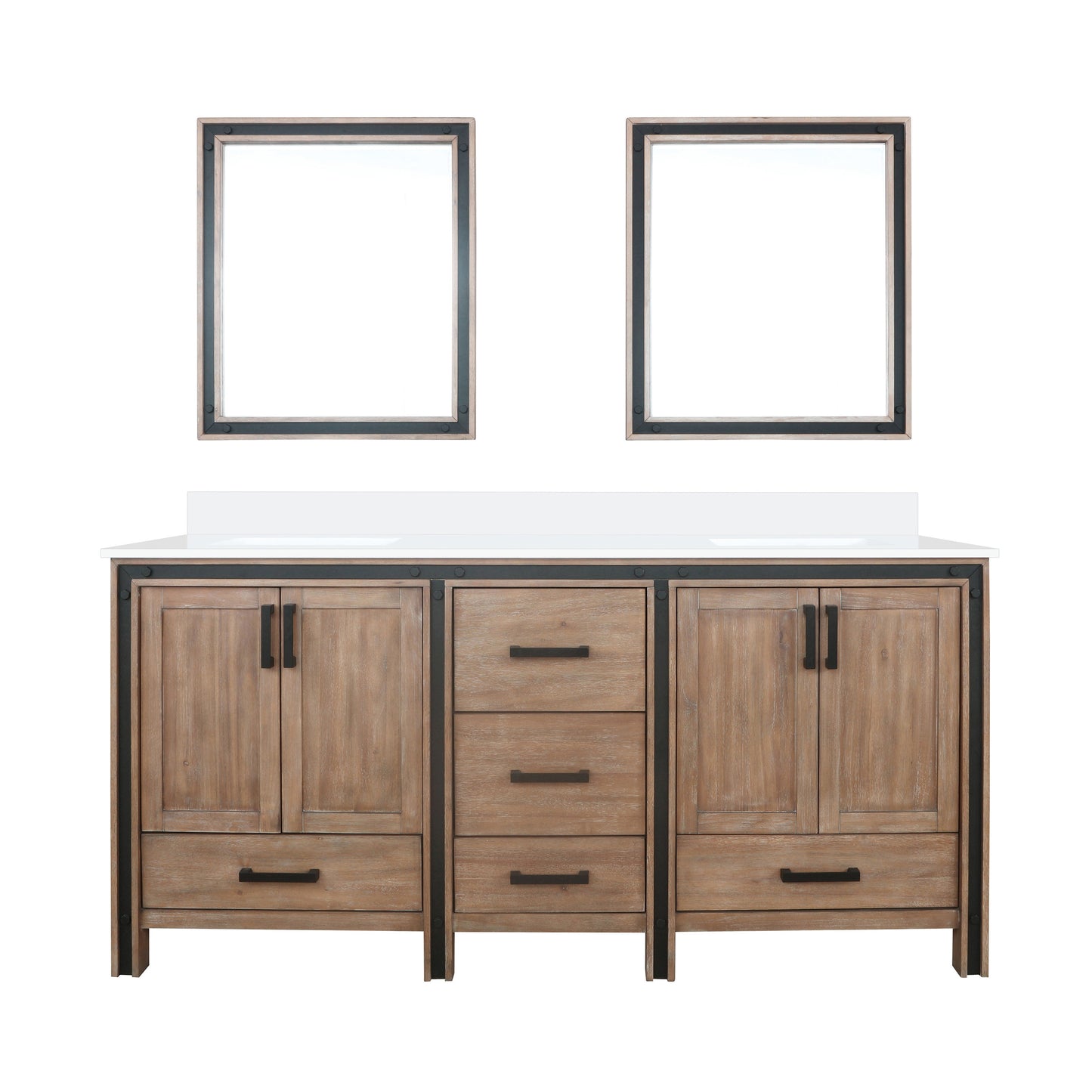 Ziva 72 in W x 22 in D Rustic Barnwood Double Bath Vanity