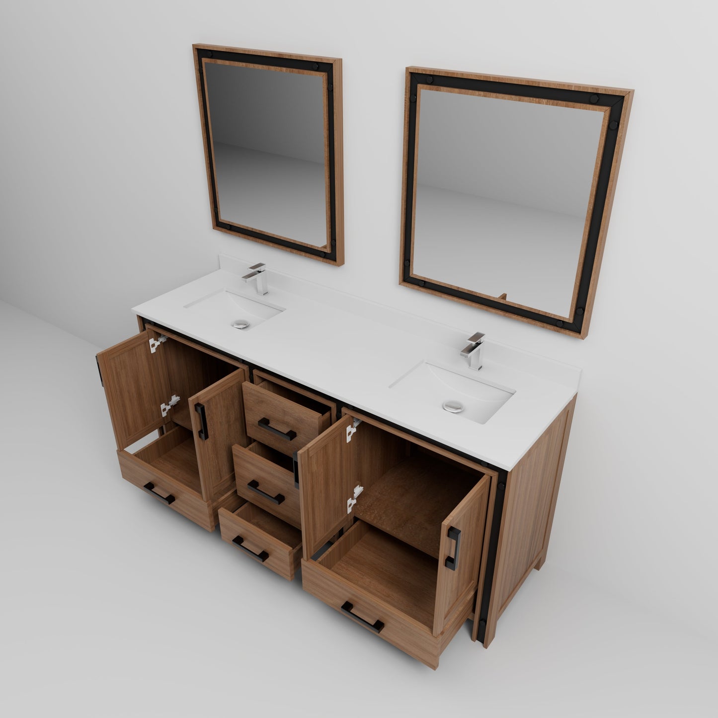 Ziva 72 in W x 22 in D Rustic Barnwood Double Bath Vanity