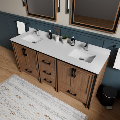 Ziva 72 in W x 22 in D Rustic Barnwood Double Bath Vanity