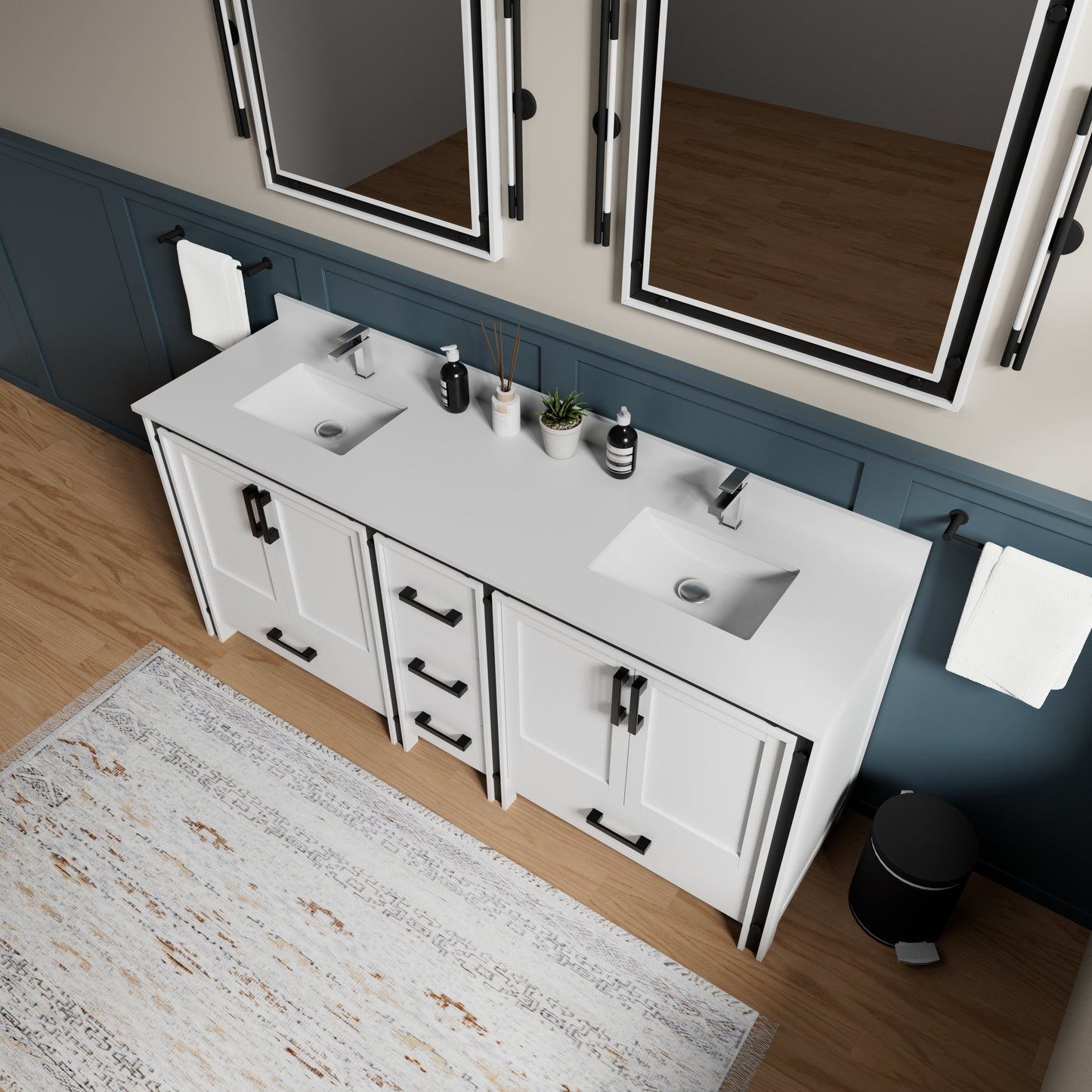 Ziva 80 in W x 22 in D White Double Bath Vanity