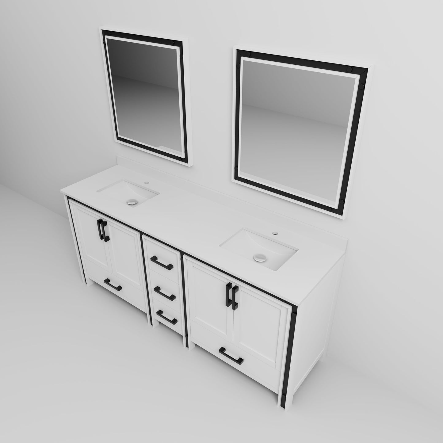 Ziva 80 in W x 22 in D White Double Bath Vanity