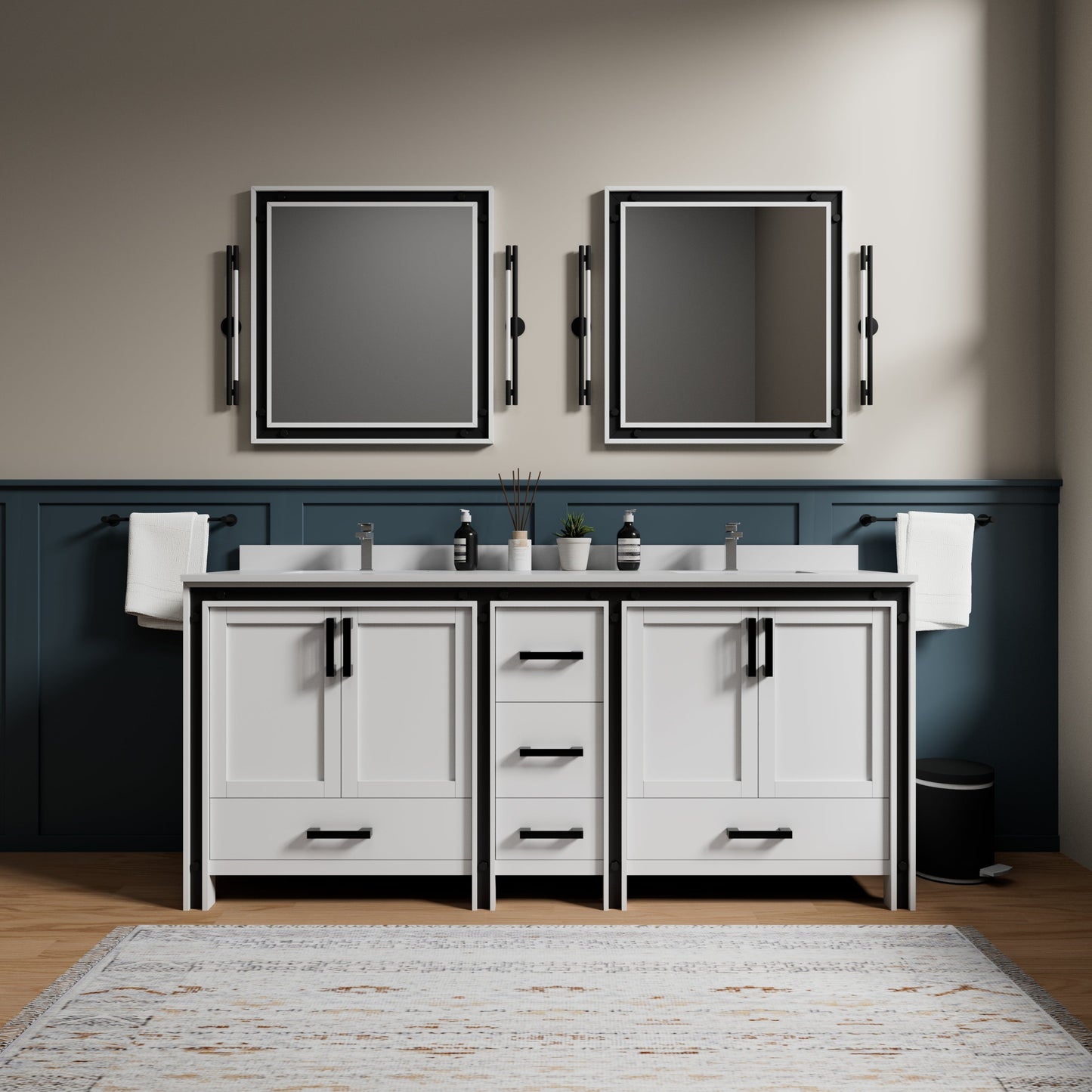 Ziva 80 in W x 22 in D White Double Bath Vanity