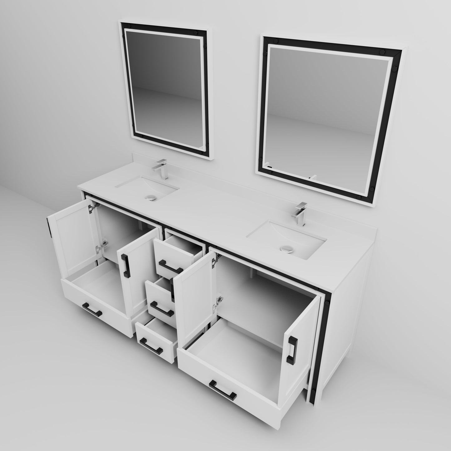 Ziva 80 in W x 22 in D White Double Bath Vanity