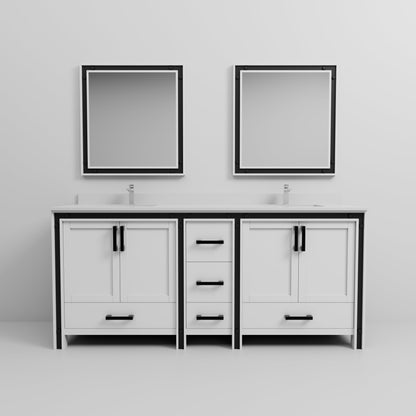 Ziva 80 in W x 22 in D White Double Bath Vanity