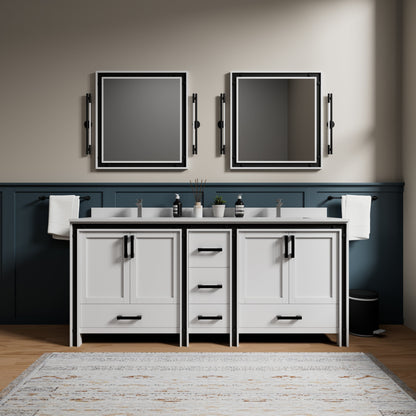 Ziva 80 in W x 22 in D White Double Bath Vanity