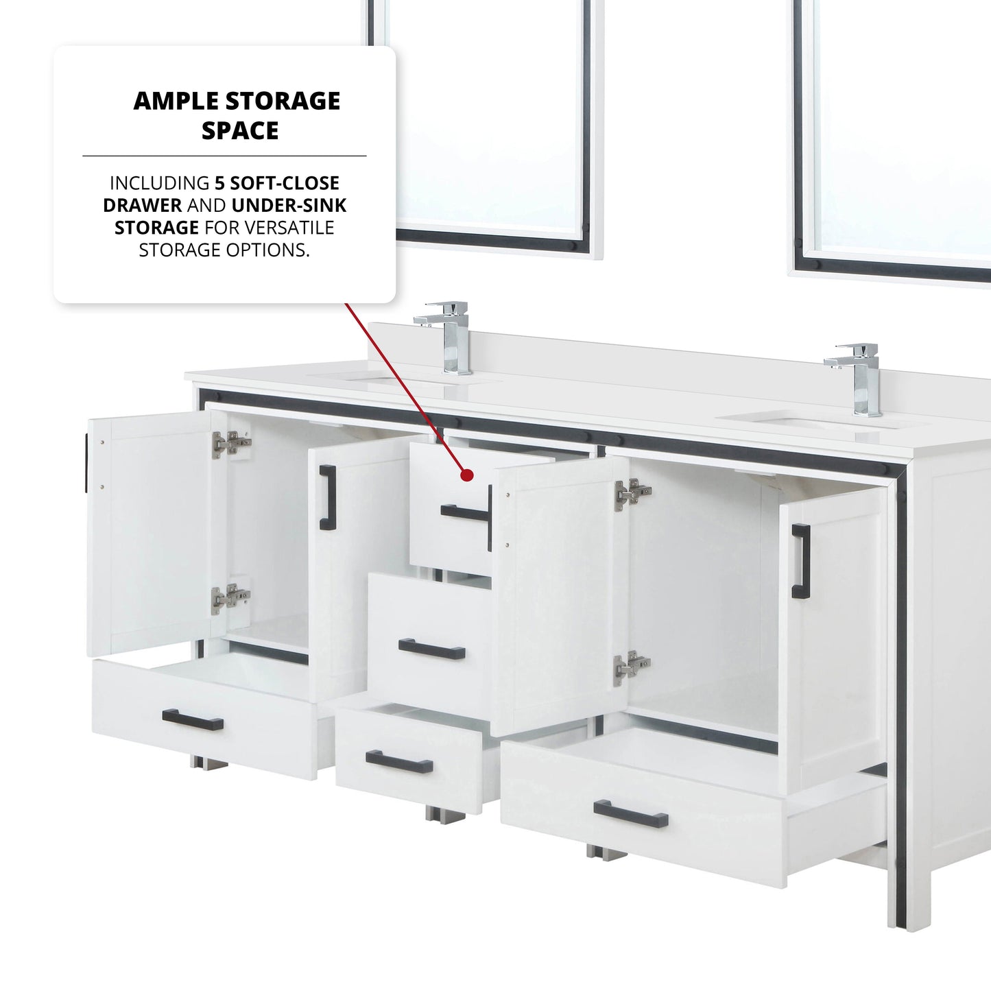 Ziva 80 in W x 22 in D White Double Bath Vanity