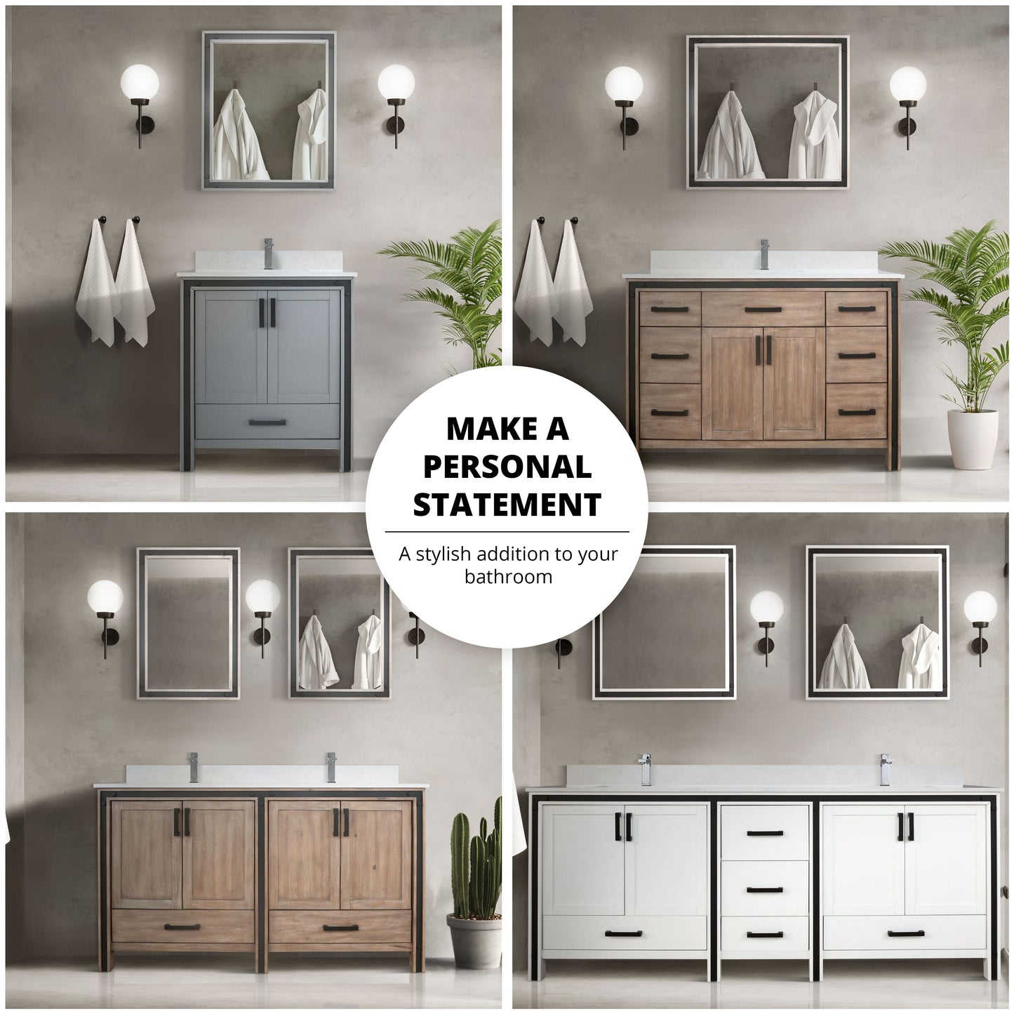 Ziva 80 in W x 22 in D Dark Grey Double Bath Vanity