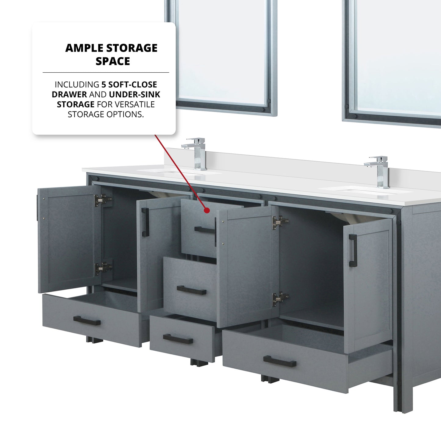 Ziva 80 in W x 22 in D Dark Grey Double Bath Vanity
