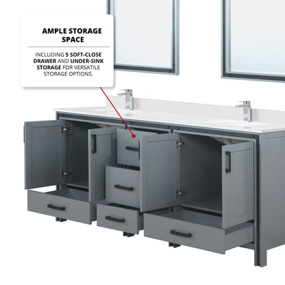 Ziva 80 in W x 22 in D Dark Grey Double Bath Vanity