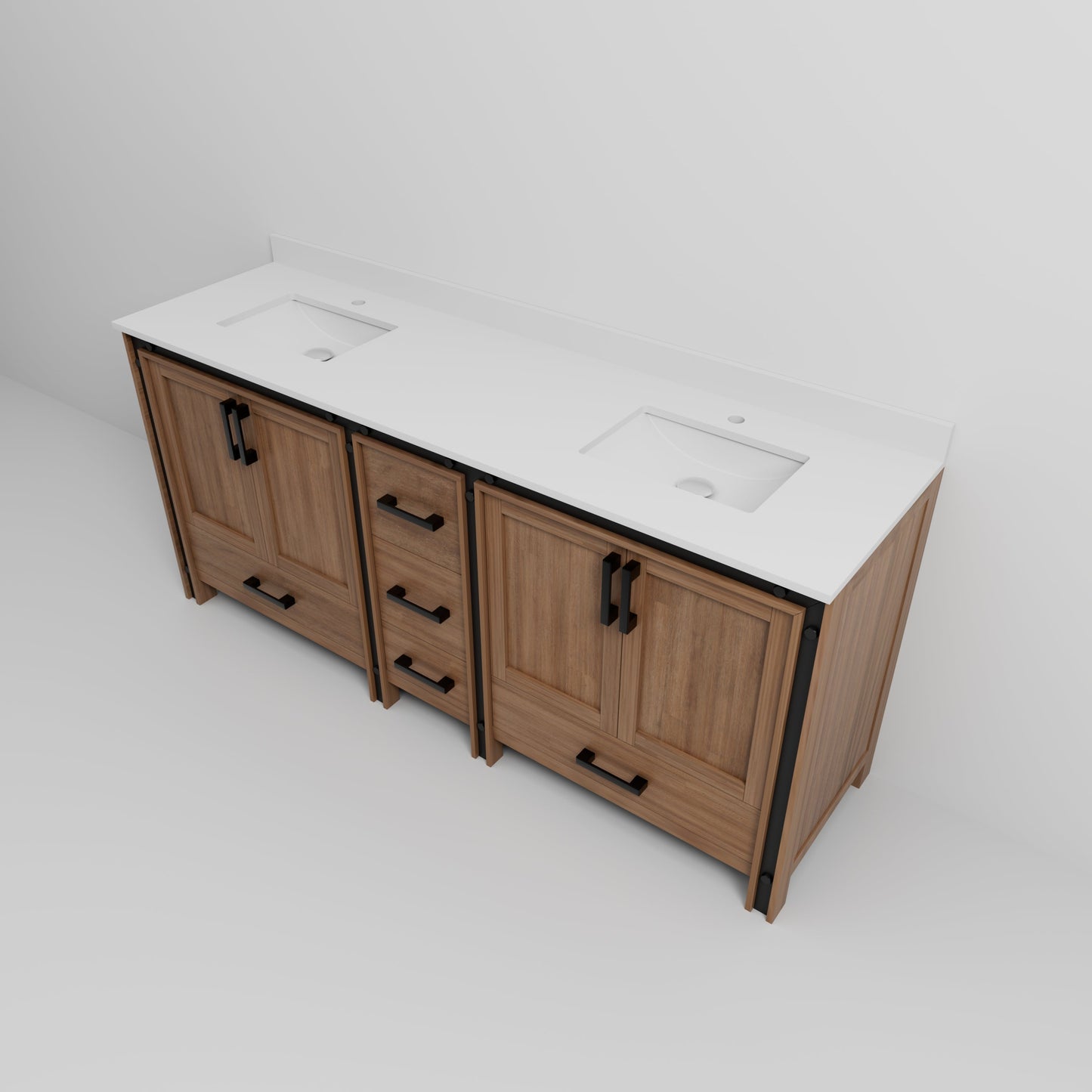 Ziva 80 in W x 22 in D Rustic Barnwood Double Bath Vanity