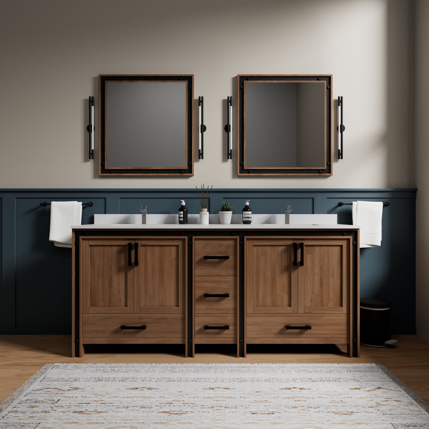 Ziva 80 in W x 22 in D Rustic Barnwood Double Bath Vanity