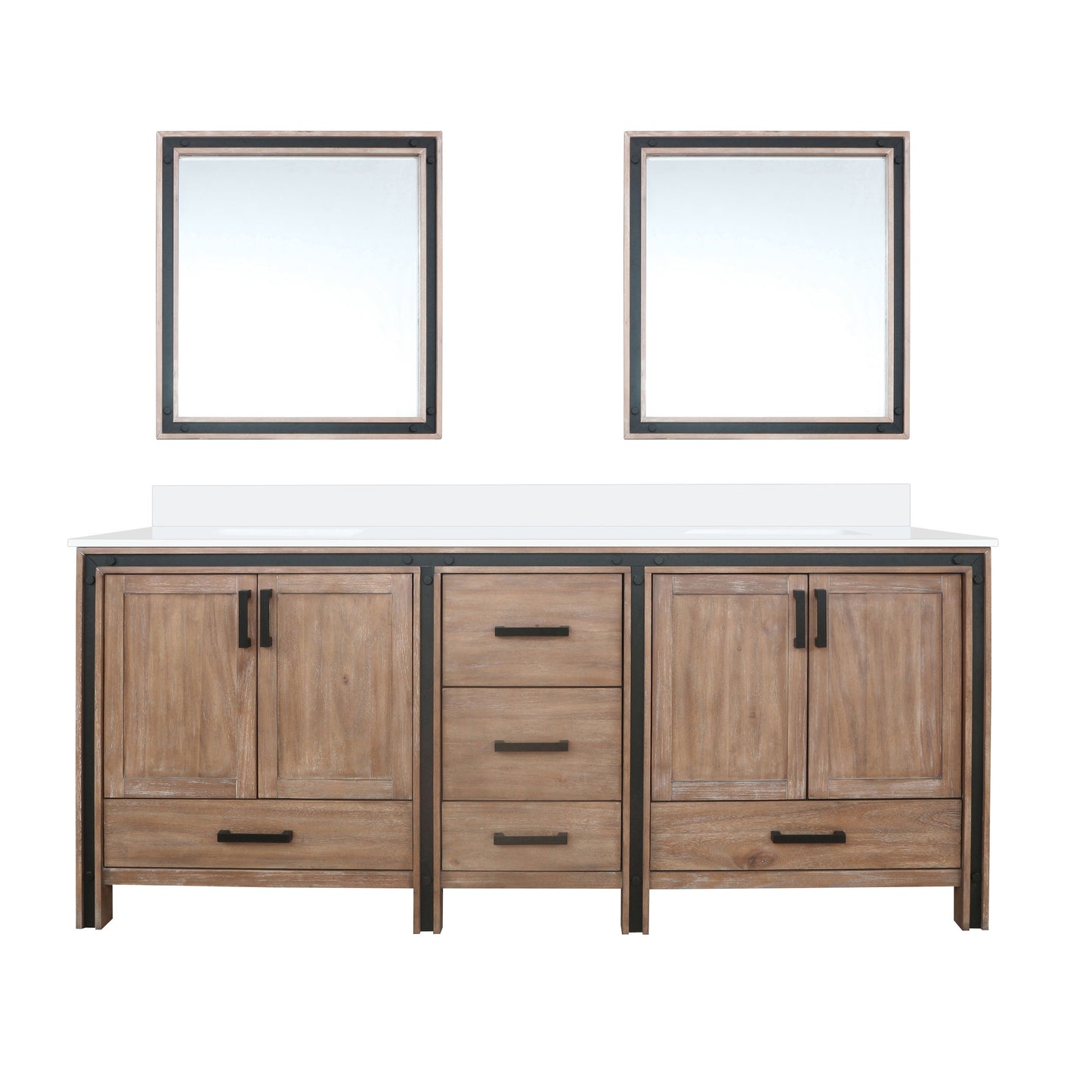 Ziva 80 in W x 22 in D Rustic Barnwood Double Bath Vanity