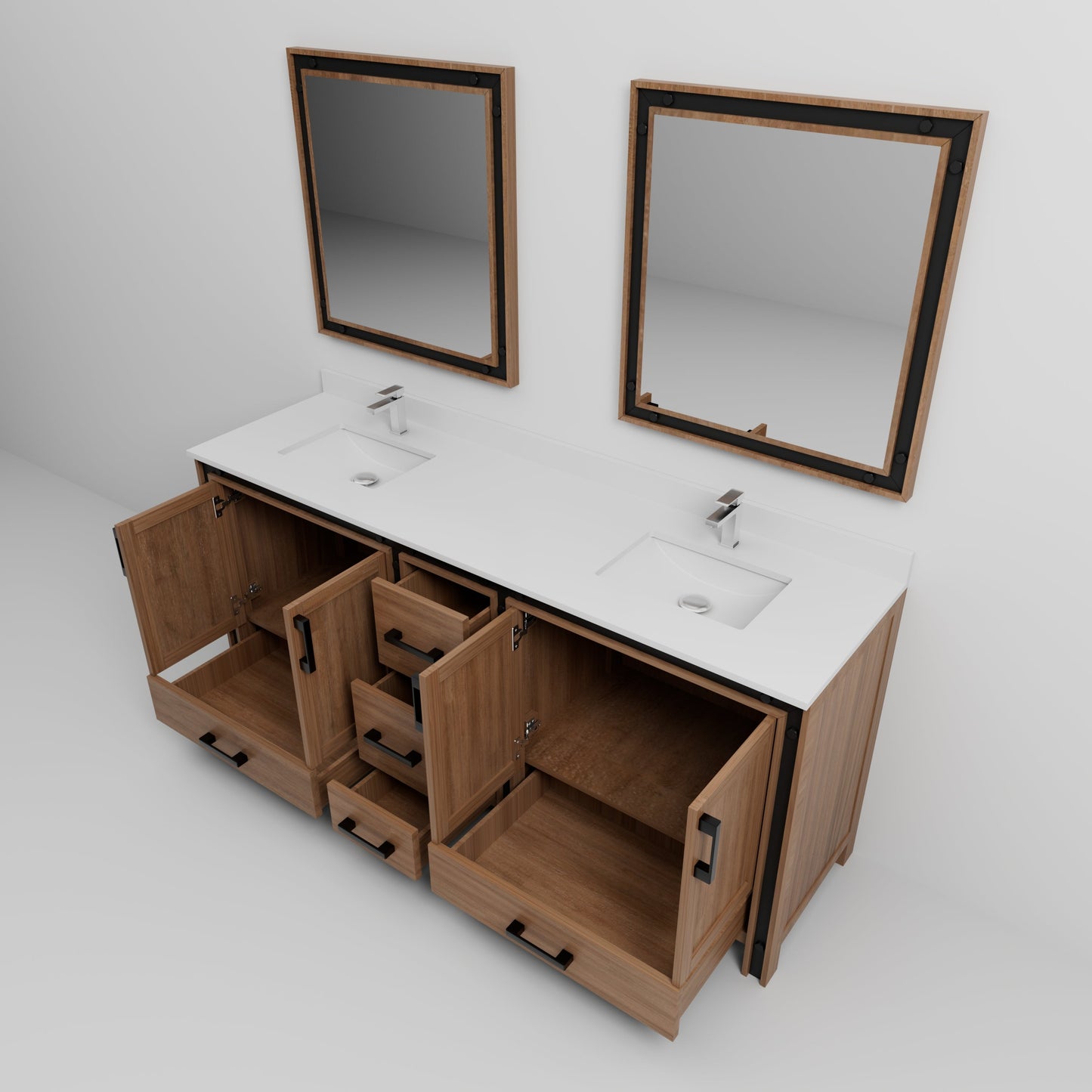 Ziva 80 in W x 22 in D Rustic Barnwood Double Bath Vanity