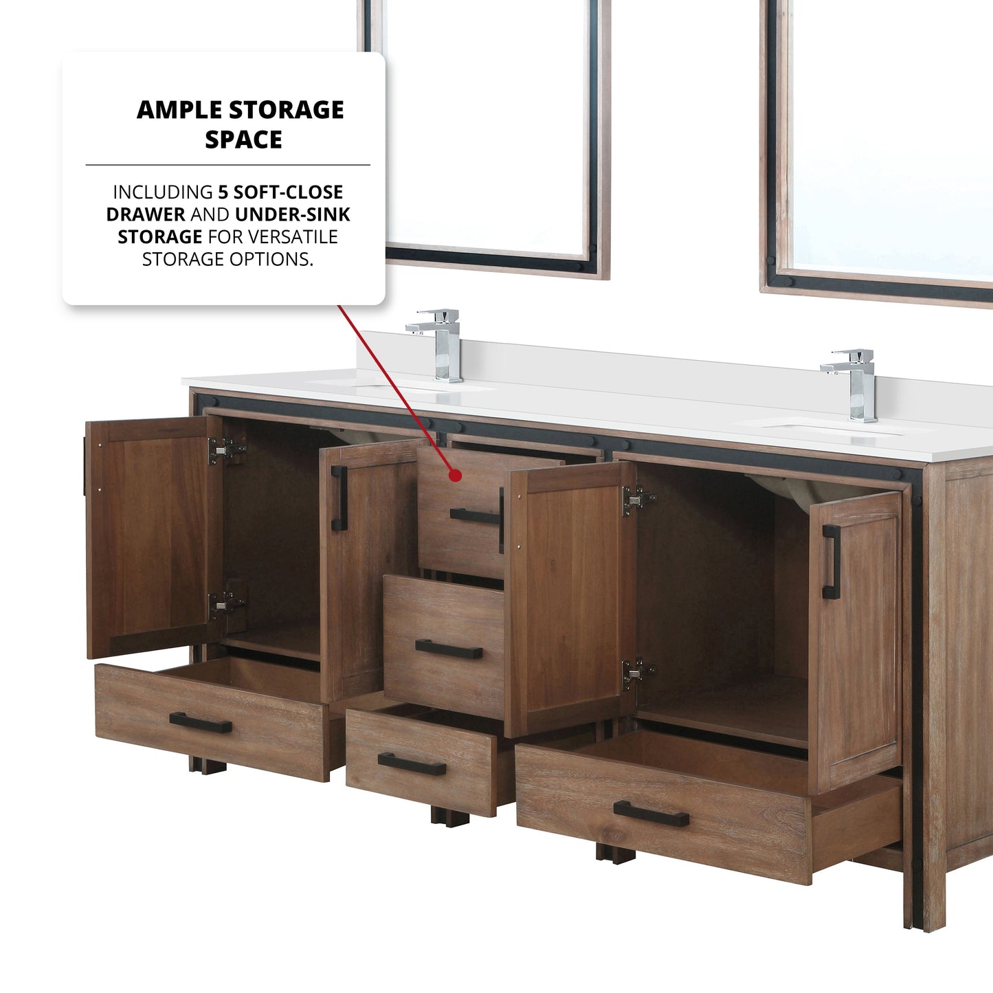 Ziva 80 in W x 22 in D Rustic Barnwood Double Bath Vanity