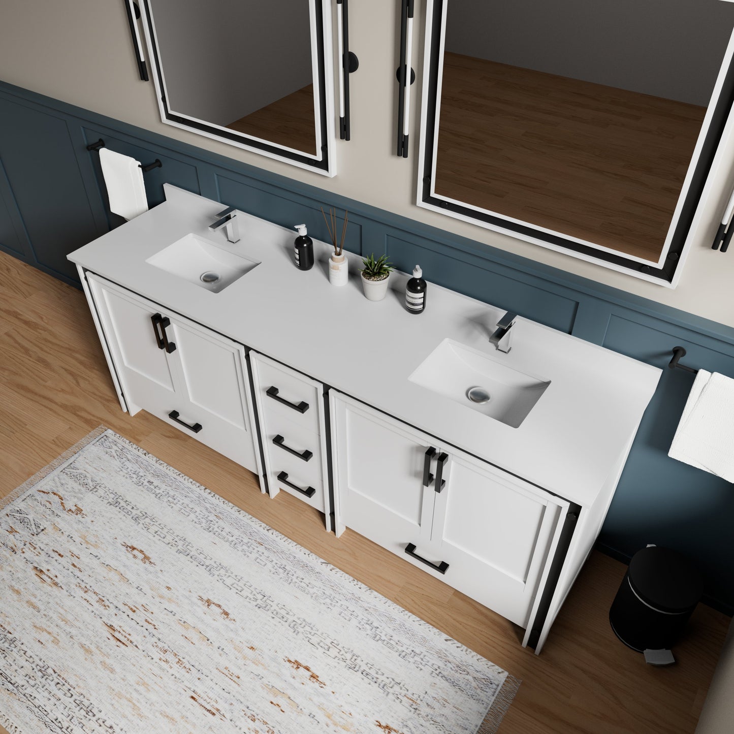 Ziva 84 in W x 22 in D White Double Bath Vanity