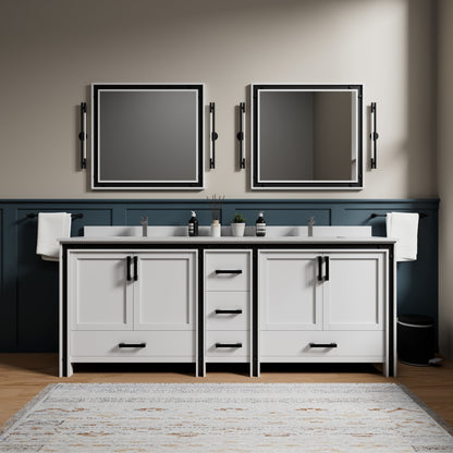 Ziva 84 in W x 22 in D White Double Bath Vanity