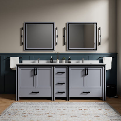 Ziva 84 in W x 22 in D Dark Grey Double Bath Vanity