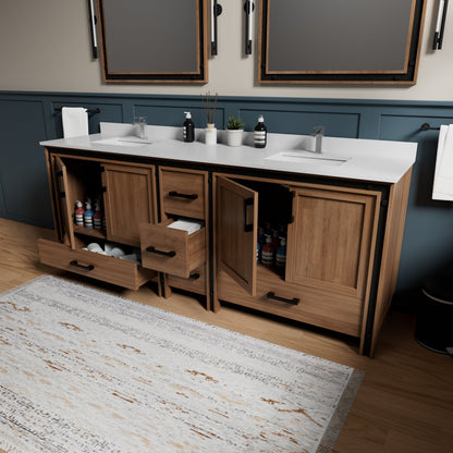 Ziva 84 in W x 22 in D Rustic Barnwood Double Bath Vanity