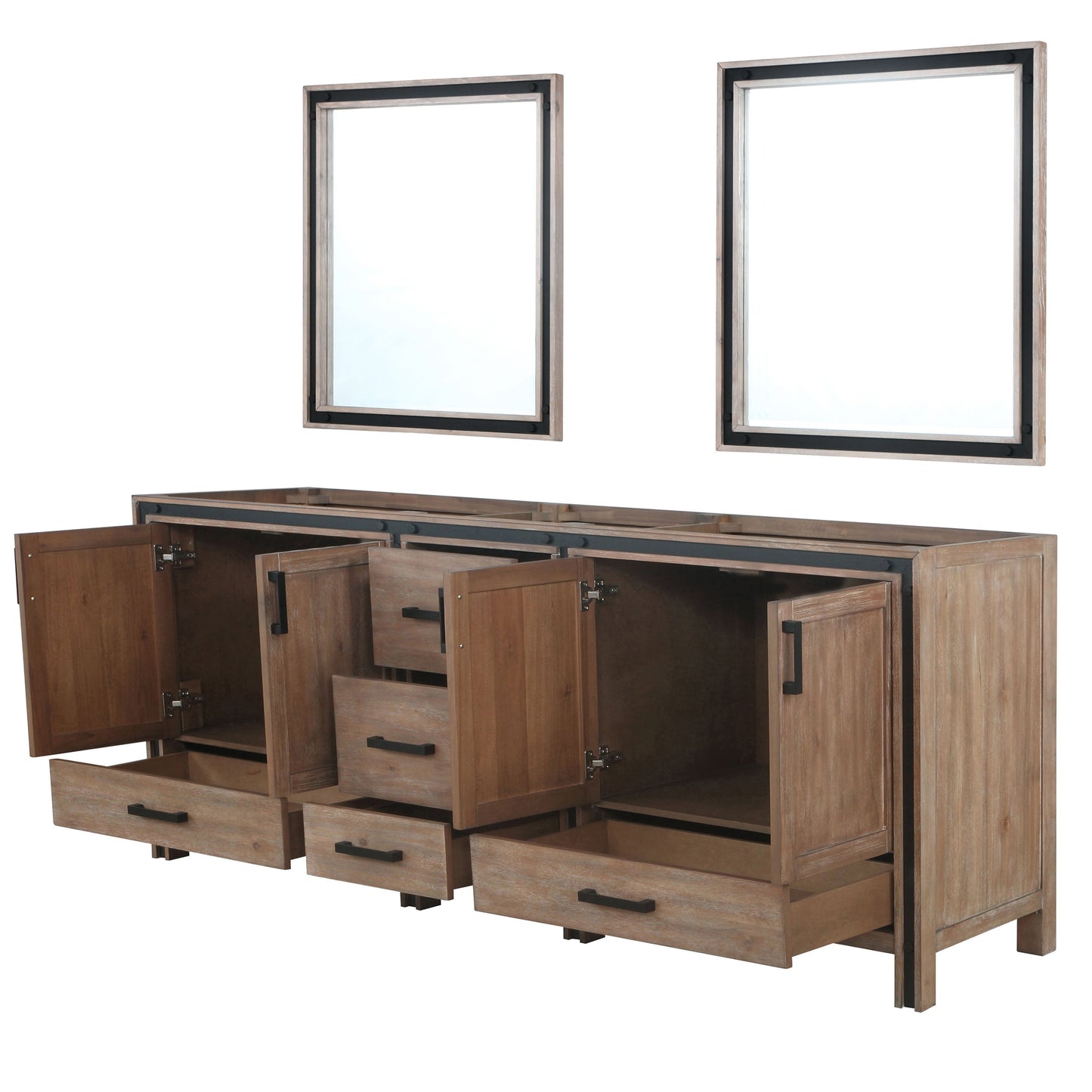 Ziva 84 in W x 22 in D Rustic Barnwood Double Bath Vanity