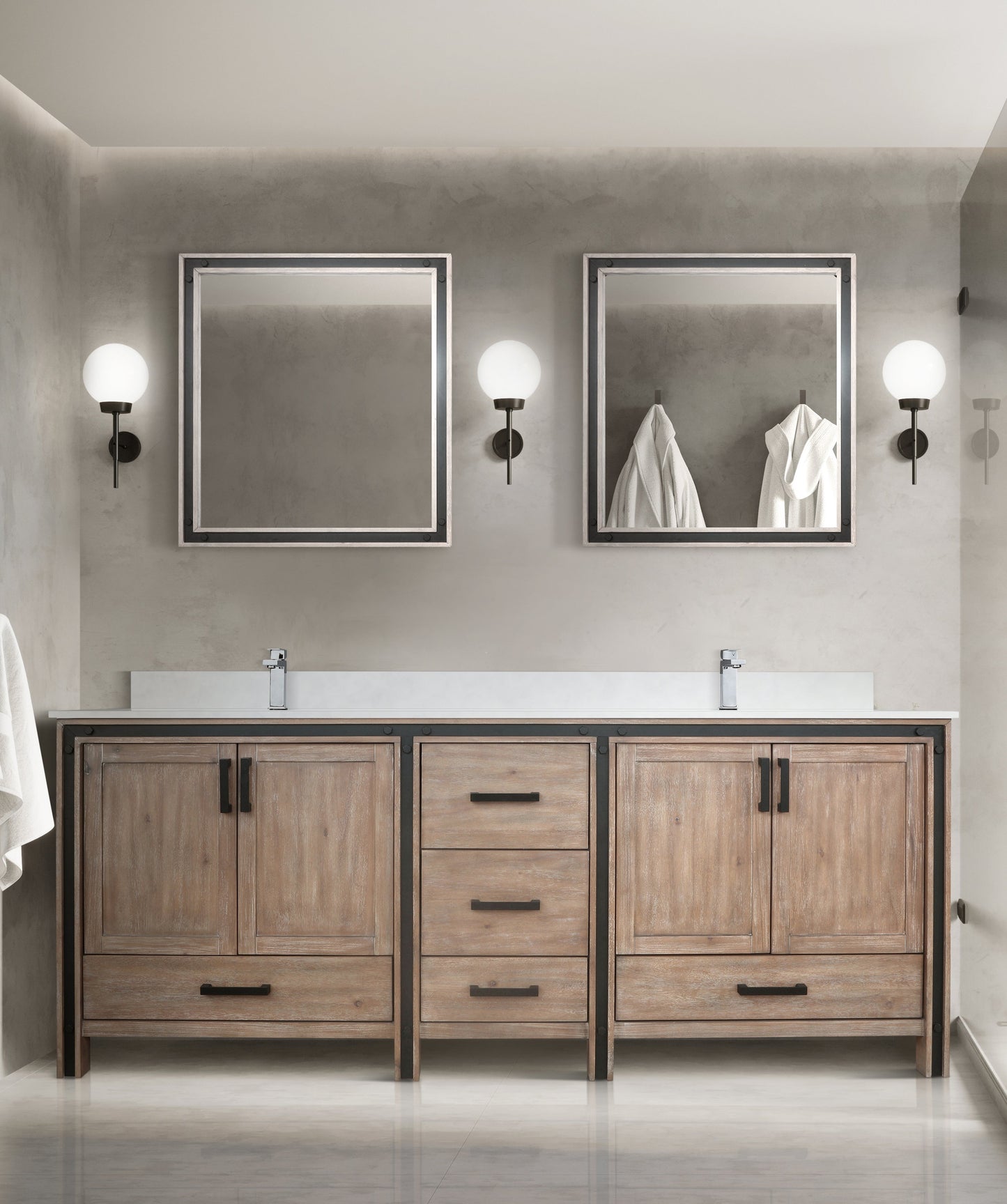 Ziva 84 in W x 22 in D Rustic Barnwood Double Bath Vanity