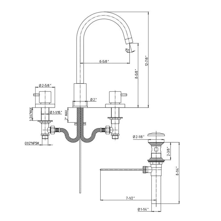 LaToscana Elba Widespread Faucet – 78OK214 Matt Gold | Italian Made