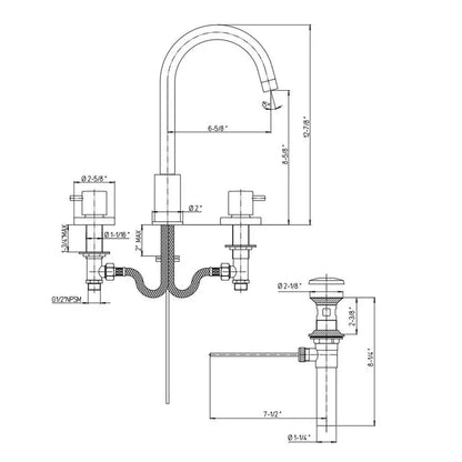 LaToscana Elba Widespread Faucet – 78OK214 Matt Gold | Italian Made