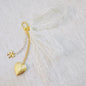 Lace & Love Heart Bag Charm  – White Bow with Gold Heart | Romantic