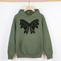 Lace Bow, Halloween, Goth, Faux Lace, Ribbon, Coquette, Graphic Hoodie, Hooded Sweatshirt