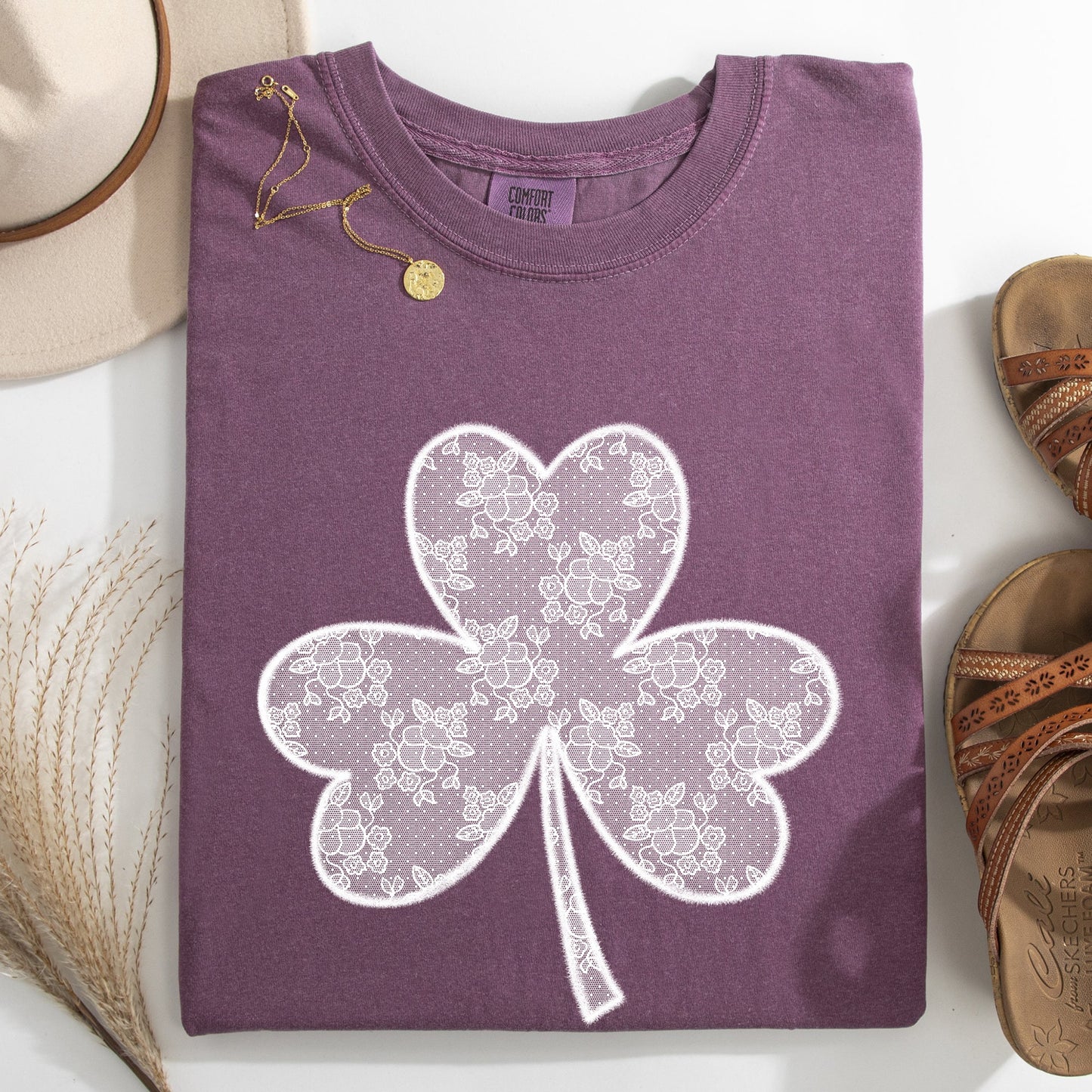 Lace, Coquette, Shamrock, Clover, St Patrick's Day, Shamrock, Clover, Lucky, Leprechaun Tshirt Comfort Colors T-Shirt
