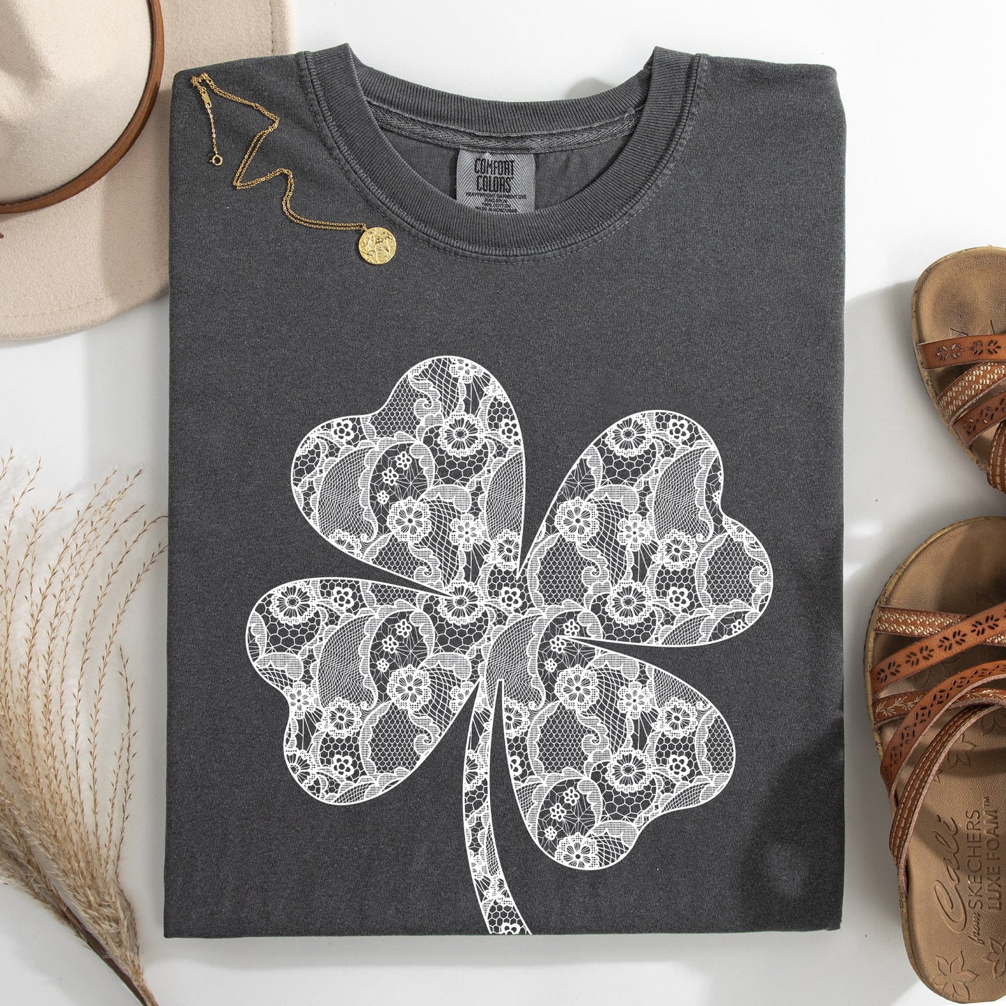 Lace, Coquette, Shamrock, St Patrick's Day, Shamrock, Clover, Lucky, Leprechaun Tshirt Comfort Colors T-Shirt